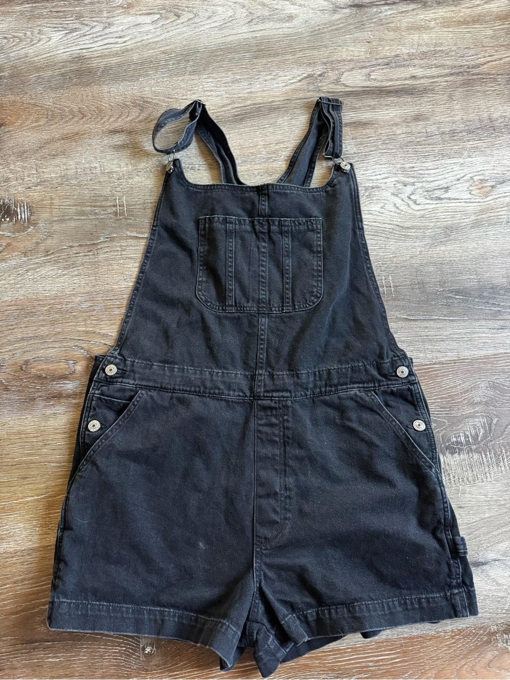 AE Black Short Denim Overalls for Women